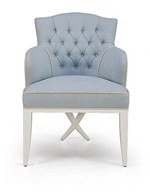 Pastels in home decor - myLusciousLife.com - Armchair in pale blue with tufted buttons.jpg